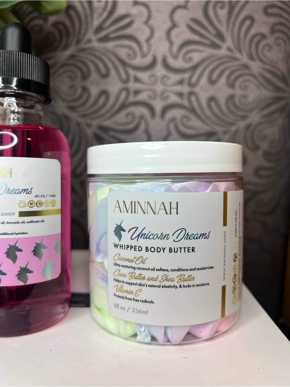 AMINNAH Unicorn Dreams Body Oil & Whipped Body Butter - Pink & Pastel - Picture 3 of 3
